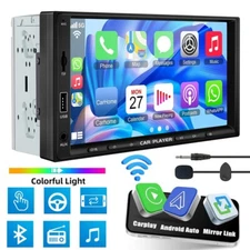 Double 2Din 7" Car Stereo Touch Screen BT Apple CarPlay Android Auto AM/FM Radio