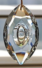 Huge 76mm Cats Eye Marquise Crystal Clear Prism Suncatcher 3"