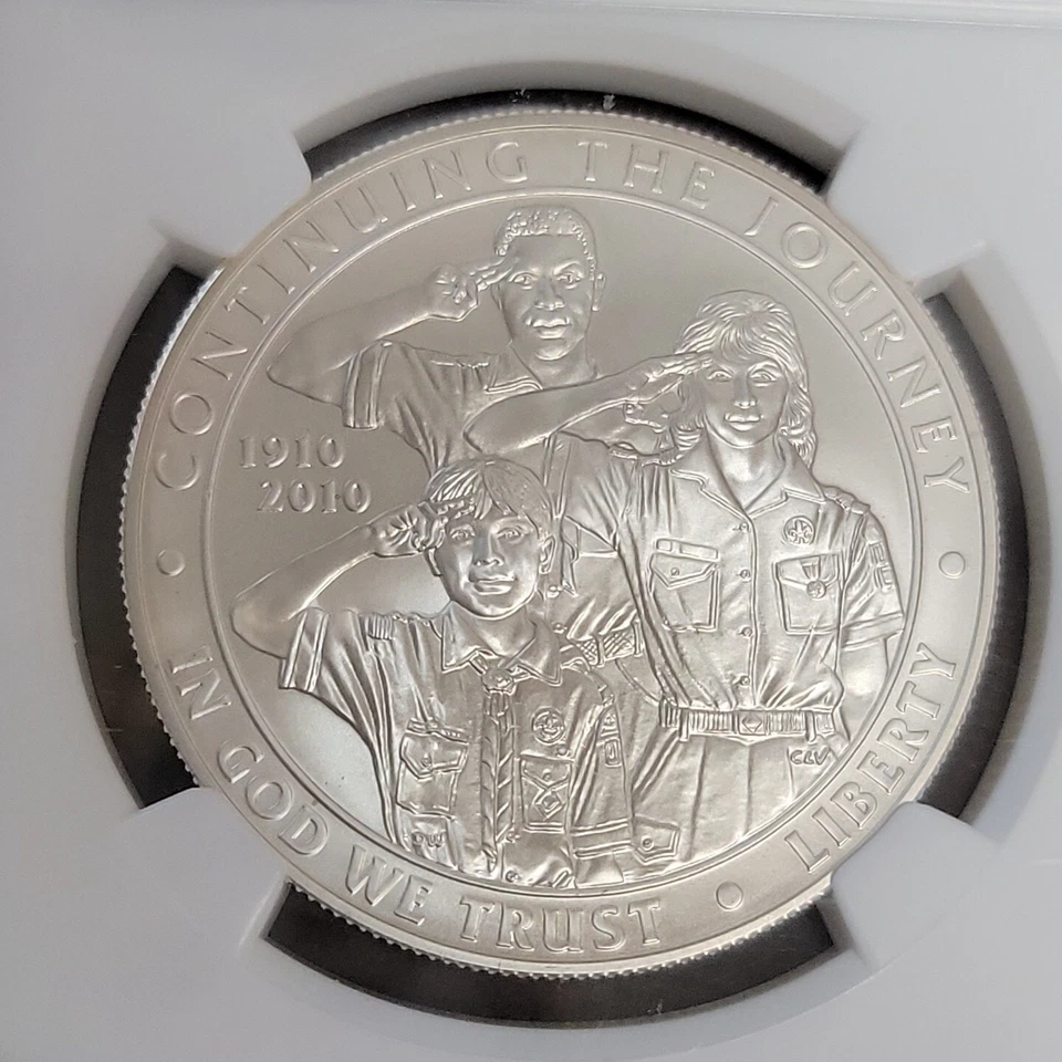 2010 P Boy Scouts of America Centennial Comm. Unc. Silver Dollar - NGC MS70 - Image 3 of 4