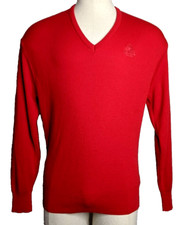 V-neck Sweater Vintage Izod Made in USA Men's M Red Shield Logo Grandpa Golf