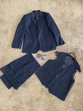 NWOT-Boy's Size 10 Magen Kids 4-Piece Navy Blue Dress Suit Adj. Waist Pants