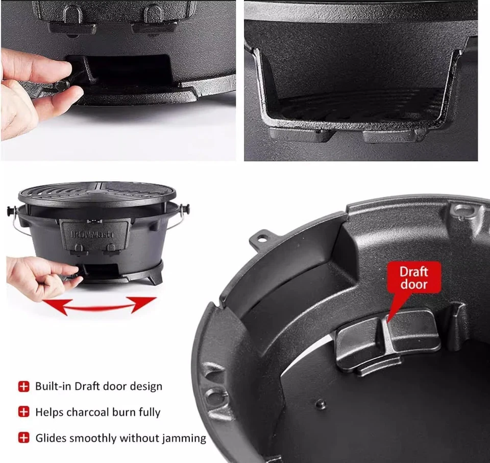 Hibachi Grill Mini Portable Small Charcoal Camping Barbecue Grill 100% Cast Iron - Image 4 of 4