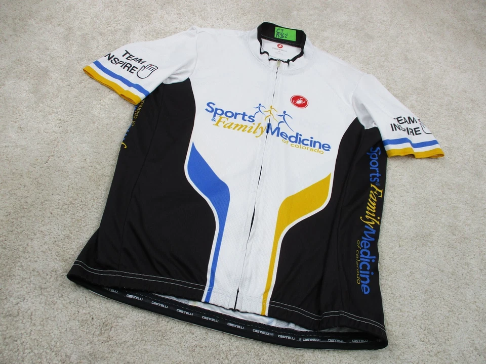 Camisa masculina de ciclismo Castelli 3XL XXXL branca preta escorpião zíper bicicleta EUA - Imagem 2 de 4