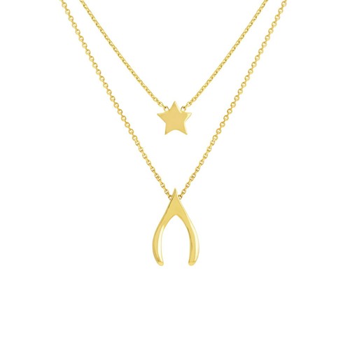 Wishbone Necklace Solid 14K 