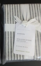 POTTERY BARN WHEATON STRIPE EURO PILLOW COVER - GRAY - 26" X 20"