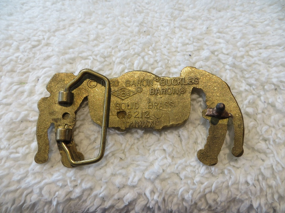 NOS - Vintage MOTORCYCLE HANDLEBAR Solid Brass Belt Buckle 1970'S - RARE View 2