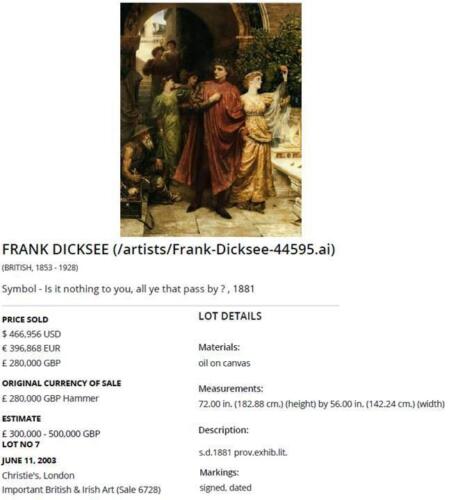 Frank Dicksee Huge Large Fine Antique Oil Painting Portrait of Noble Lady Signed - Picture 11 of 12
