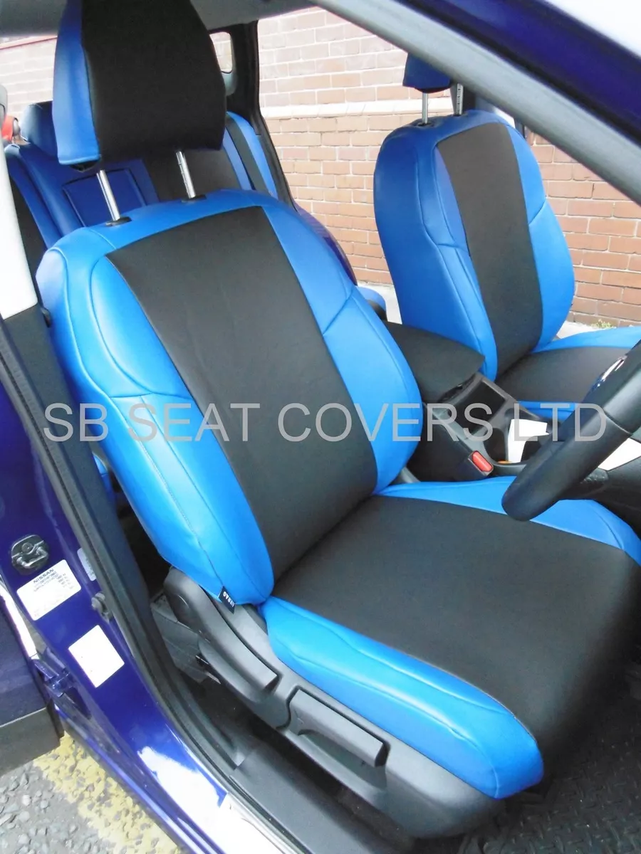 TO FIT A FORD KA CAR SEAT COVERS BLACK NEON BLUE LEATHERETTE