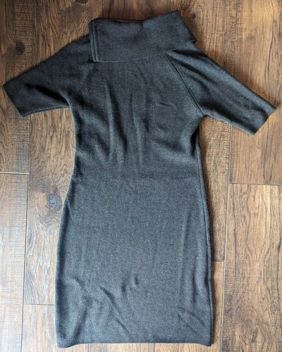 Calvin Klein Damen anthrazitgrau Rippstrick Reißverschluss Kragen Midi Pullover Kleid Small - Bild 11 von 14