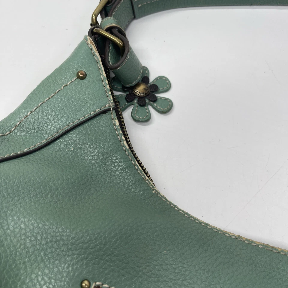 CHALA Sweet Hobo Teal Green Shoulder Bag Tote With Flower - Image 3 of 4