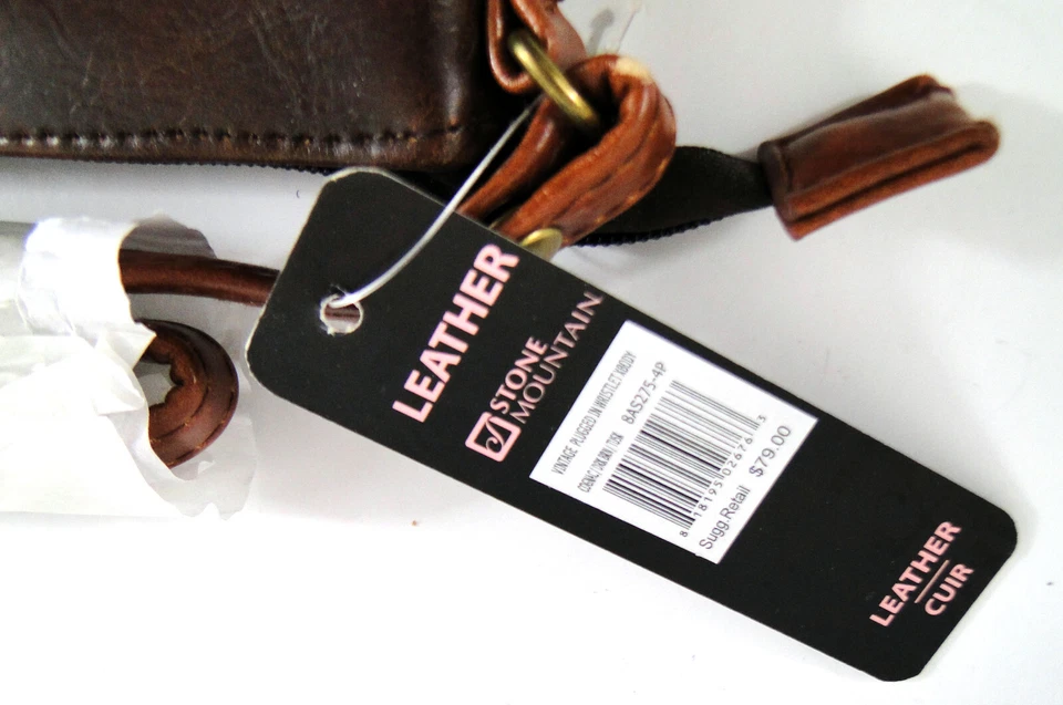 NUEVO CON ETIQUETAS Stone Mountain Bolso de Mano de Cuero Conac Marrón Bandolera Muñequera USB Banco Pwr Foto 4 de 4