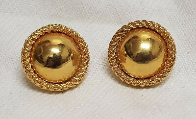 Boucles D'oreilles Vintage Cabochon Métal Doré Avec Miroir Et Maille - Modèle A4