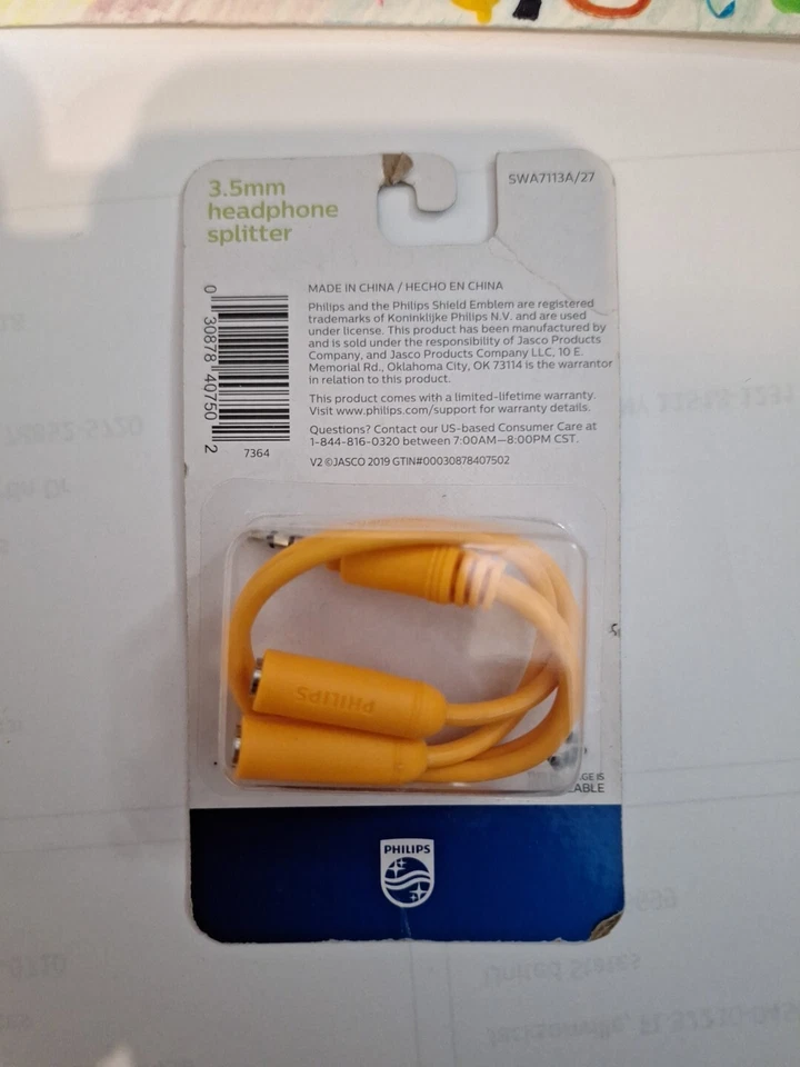 Philips 3.5mm Headphone Splitter Orange  - Image 3 of 4
