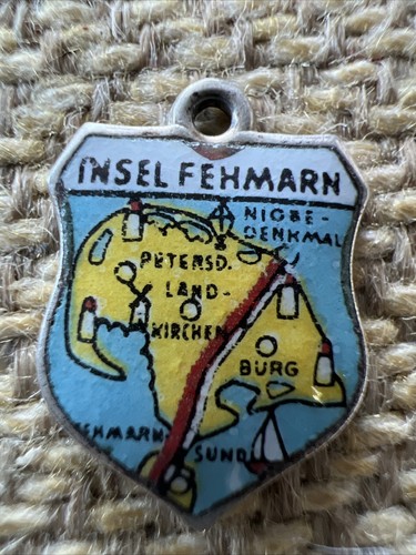 Vintage Travel Charm Shield 800 Silver Insel Fehmarn