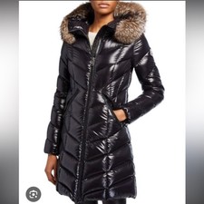 Moncler Fulmarus Blue Frost Fox Puffer Coat Womens Size 4