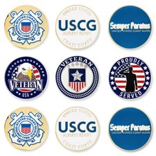Officially Licensed United States Veteran Coast Guard 9-Pack Golf Ball Markers