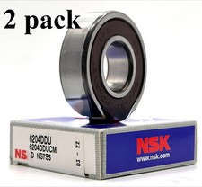 New 6204-2RS C3 NSK 2 Pack DEEP GROOVE BALL BEARING, RUBBER SEALED 20x47x14 Mm