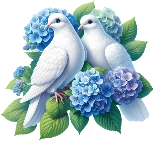 Floral Dove Wall Art Vinyl Stickers Birds Sitting in Flower Decal Laptop Mug Bin - Picture 8 of 15