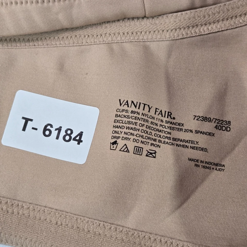 Vanity Fair Women Bra 40DD Beige Striped Radiant Collection T Shirt Lightly Line - Image 2 of 4