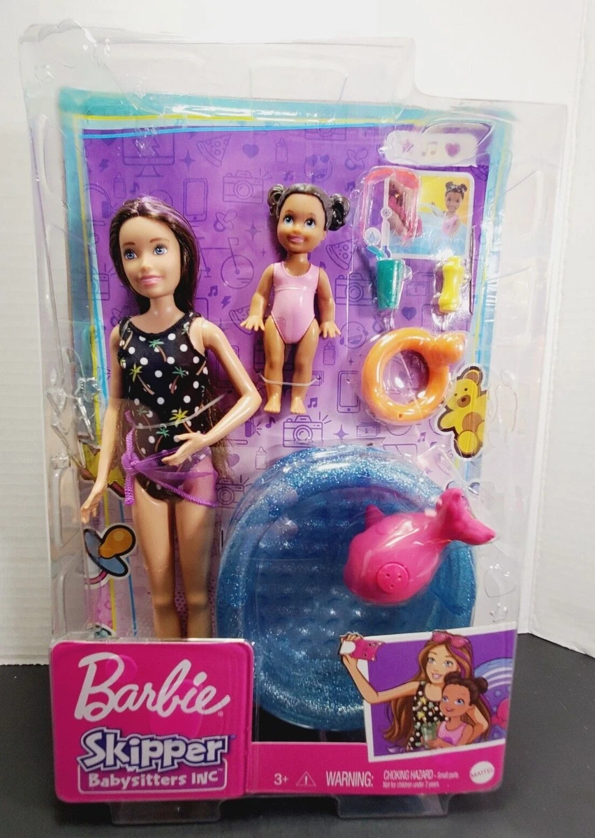 NEW 2020 Barbie Skipper Babysitters Inc w Pool Accessories Playset Mattel GRP39