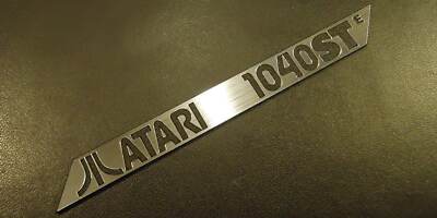 Atari 1040 STE Label / Logo / Sticker / Badge brushed aluminum 100 x 10 mm [288]