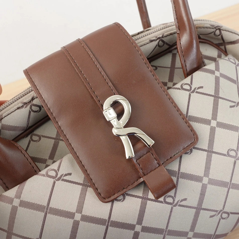 Italian Leather Doctor Bag Brown Logo Canvas Luxury ITALY Roberta di Camerino - Image 3 of 4