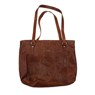 Spikes and Sparrow Textured Leather Purse Shoulder Bag Cognac Brown