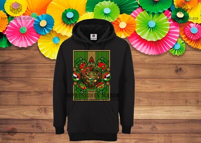Mexican AZTEC HOODIE black unisex size all family HOODIE CALENDARIO AZT ALL SIZE