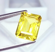 Emerald Cut Natural Yellow Sapphire Certified 10 Ct Loose Gemstone Sapphire Gems