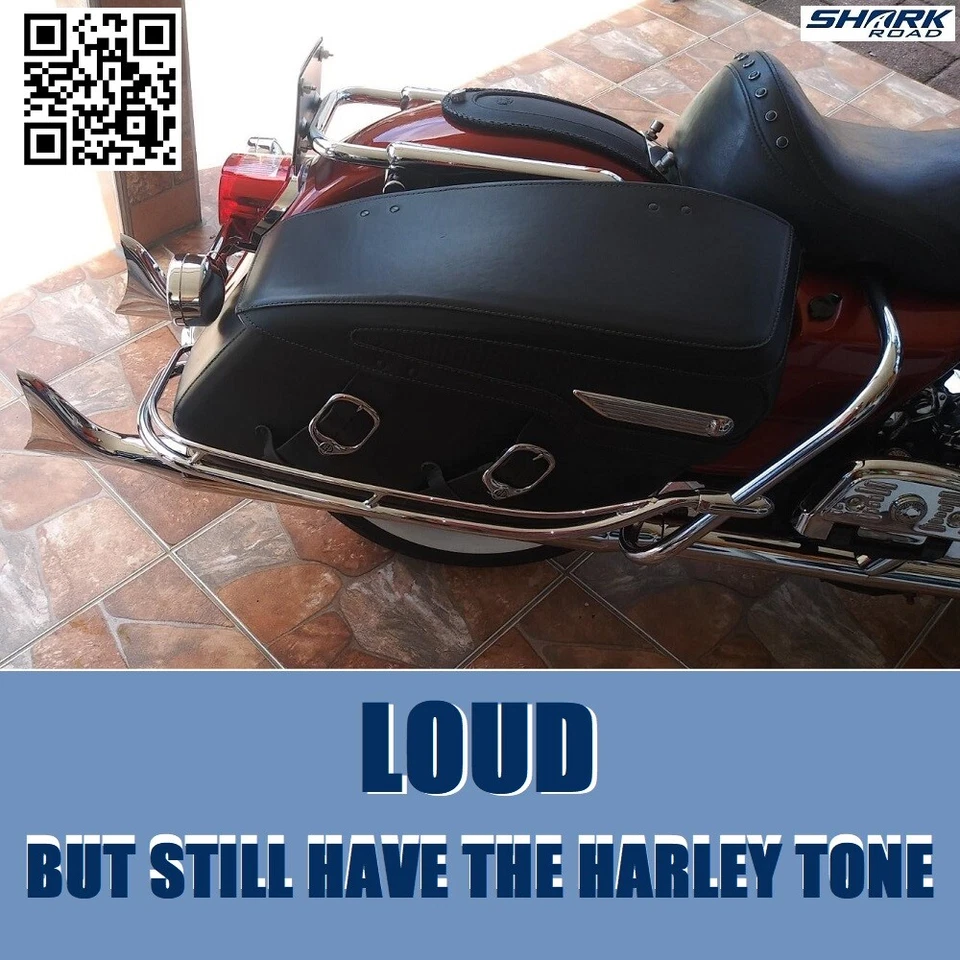 36" Chrome 3" O.D Fishtail Exhaust Pipe Slip Ons for Harley Touring 1995-2016 - Image 2 of 4