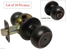 10 Oil Rubbed Bronze Privacy Round Door Handle Knobs for Bedroom & Bathroom