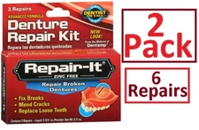 Repair-It Denture Repair Kit Zinc Free 3 Repairs (2-PACK) = 6 repairs