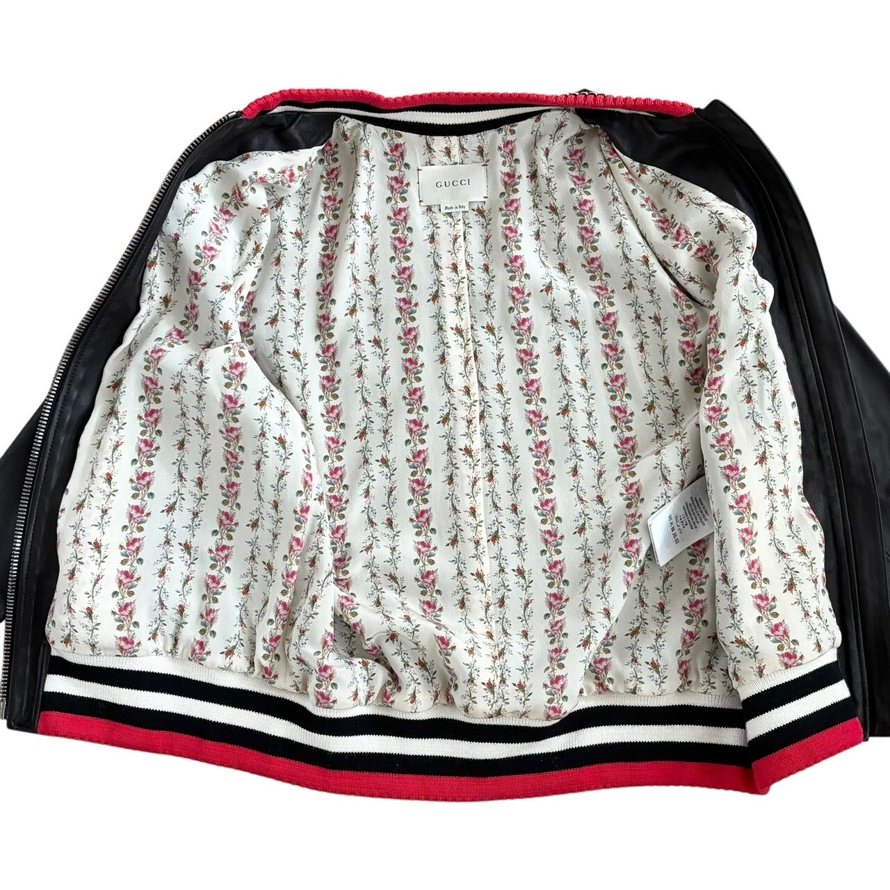 Giacca Bomber Gucci 'Inutilizzata' Trompe L'oeil Fiocco Nappa Pelle 12 Originale