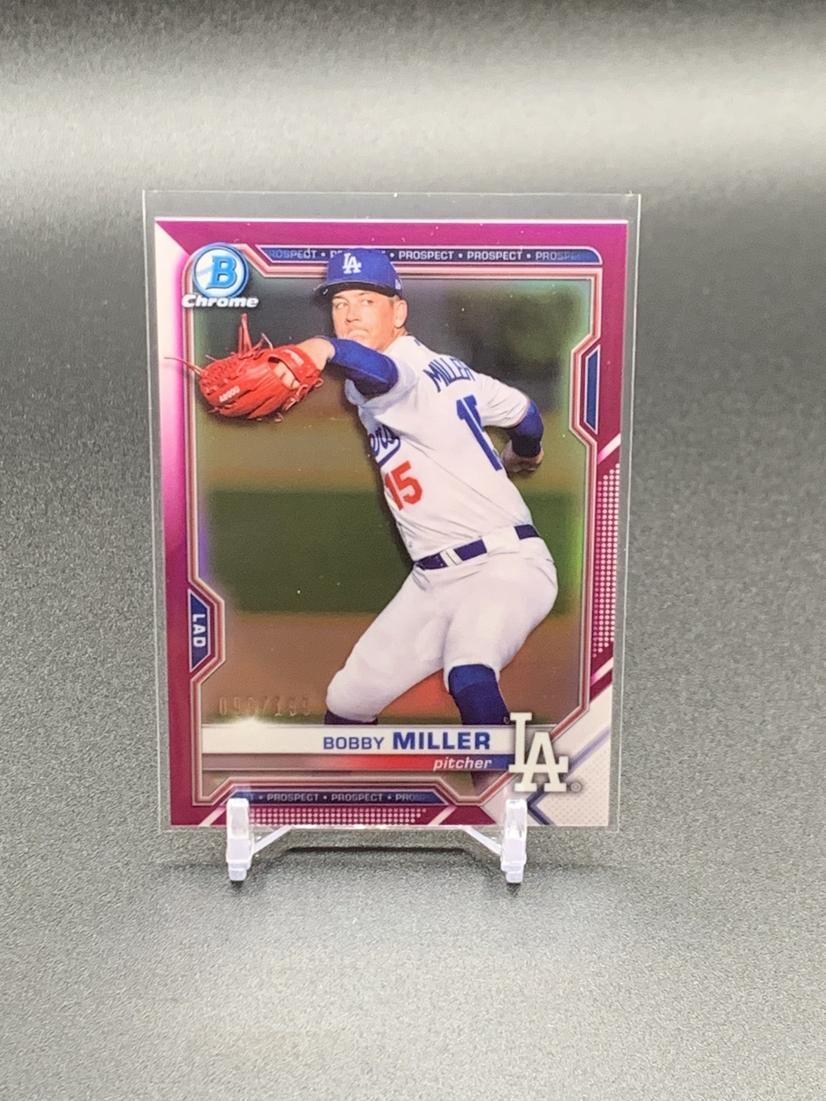 2021 Bowman Bobby Miller BCP-75 Fuchsia Refractor /199 | Los Angeles Dodgers