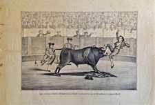 Antonio Sánchez 'El Tato' Catch, Lithograph by González Jacome, Circa 1870.
