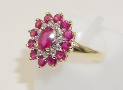 Pre-Loved 9carat 9k Yellow Gold Ruby & Diamond Set Ring UK N - US 6 1/2 c.2005