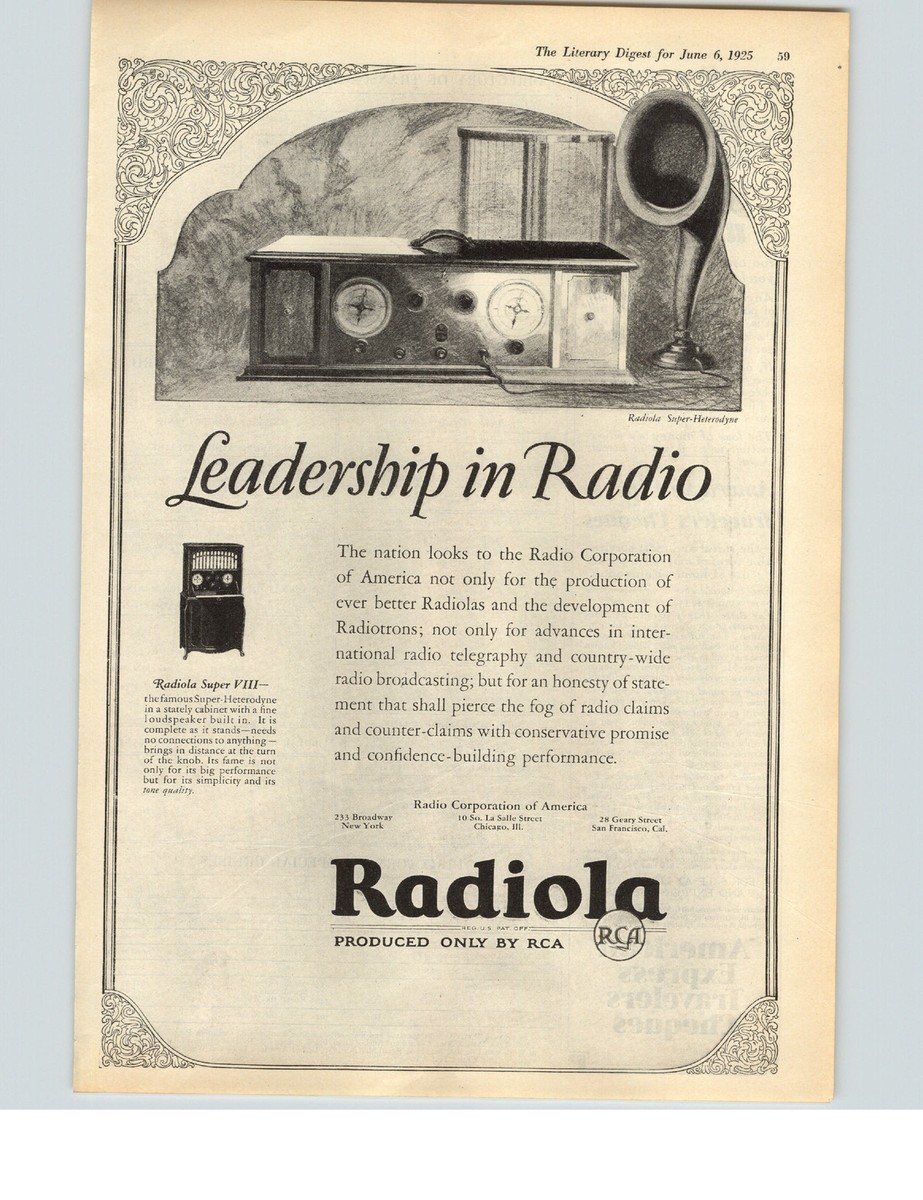 1925 Paper Ad RCA Radiola and Radiola Super VIII Radio