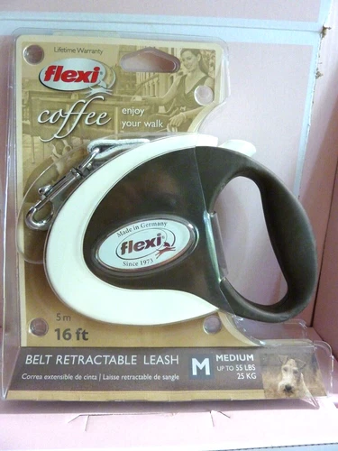 Flexi COFFEE series retractable tape Belt Leash,16ft ESPRESSO BROWN M *RARE*