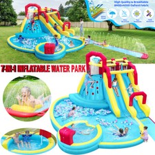 Inflatable Water Slide 7 in 1 Bounce House Water Park with 750W Blower for Kids