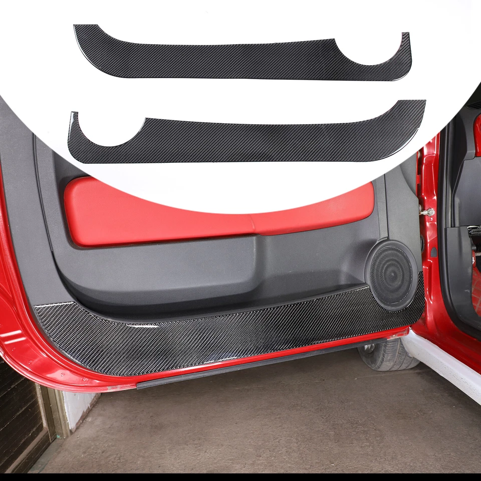 Real Carbon Fiber Car Door Bottom Anti-Kick Panel Trim For Fiat 500 2011-2019 - Image 4 of 4
