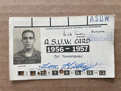 Vintage 1956-1957 ASUW CARD Associated Students University Washington Photo ID