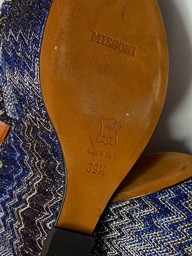 Missoni Blue Zig-zag Metallic Fabric Platform Sandals Size 39.5 - Picture 6 of 7