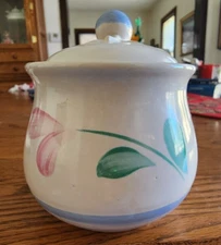 Porto Sugar Bowl 4 1/2" H with lid International Tableworks Stoneware White Blue