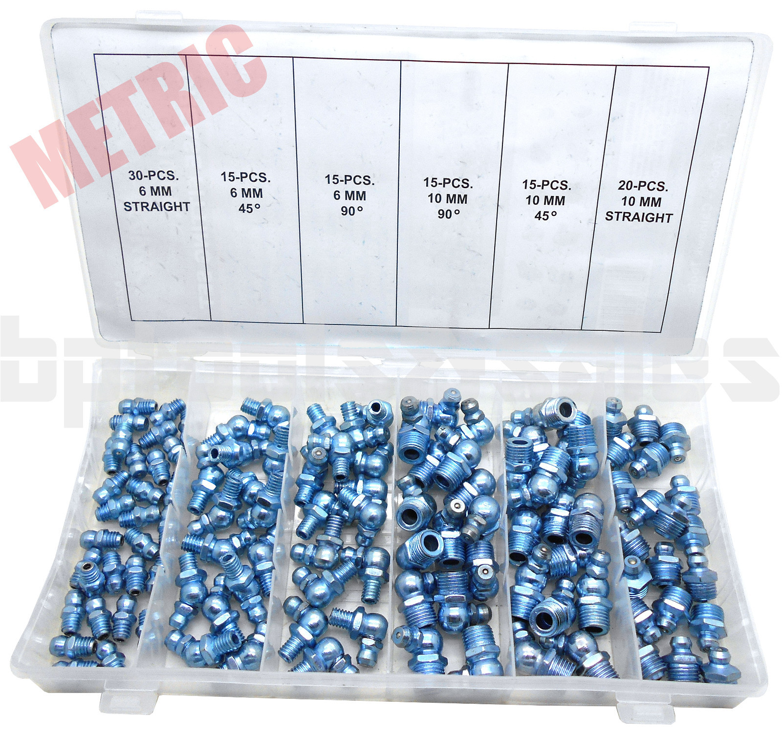 110pc Metric Hydraulic Librication Lube Grease Fittings Assortment Zerk