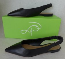 NWB SAM EDELMAN Black Leather Ruched Slingback Whitney Ballet Flats Size 5.5M