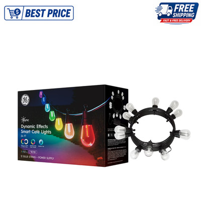 GE Cync Dynamic Effects 24ft Smart LED Patio String Lights Color Changing