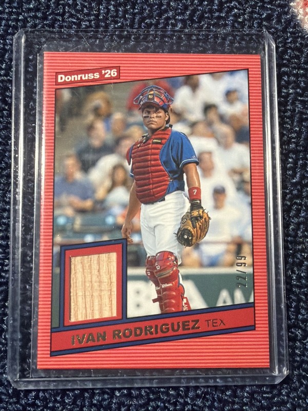 2026 Donruss Baseball IVAN RODRIGUEZ Retro Materials BAT RELIC Red 22/99