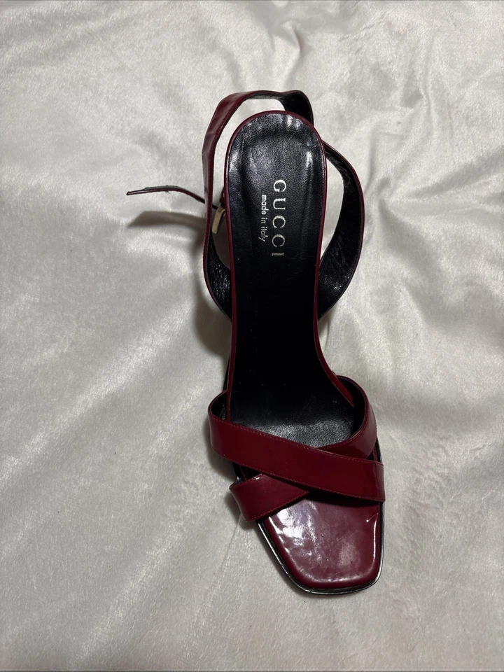 GUCCI Red Ankle Strap Heels Sandals 10 Excellent Used Condition High End Luxury - Image 3 of 4