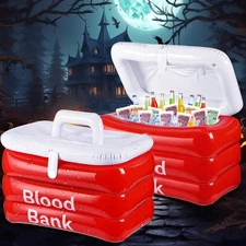 2 Pcs Halloween Inflatable Cooler Blood Bank Cooler Hospital Themed Blood Bag...