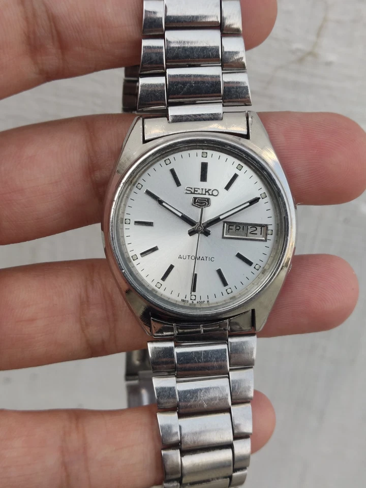 Reloj Pulsera Hombre Seiko 5 Japón 7009 Mecánico Automático Día/Fecha Equilibrio Fino Foto 2 de 4